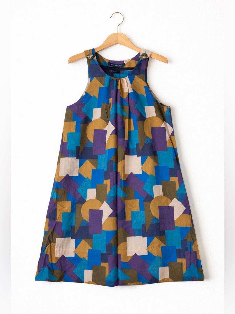 Marc by Marc Jacobs Geometric Sleeveless Dress in Blue, Mustard & Purple Y2K